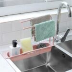 Kitchen Sink Organizer Rack with Towel Holder & Drain Tray (1 Pc) - Image 8