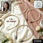 Premium Pearl & Beaded Designer Hair Band (1 Pc, Mix Design) - Image 2