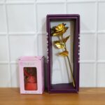 Heart Love Decorative Showpiece with Golden Rose Flower Gift Set (2 Pc) - Image 8