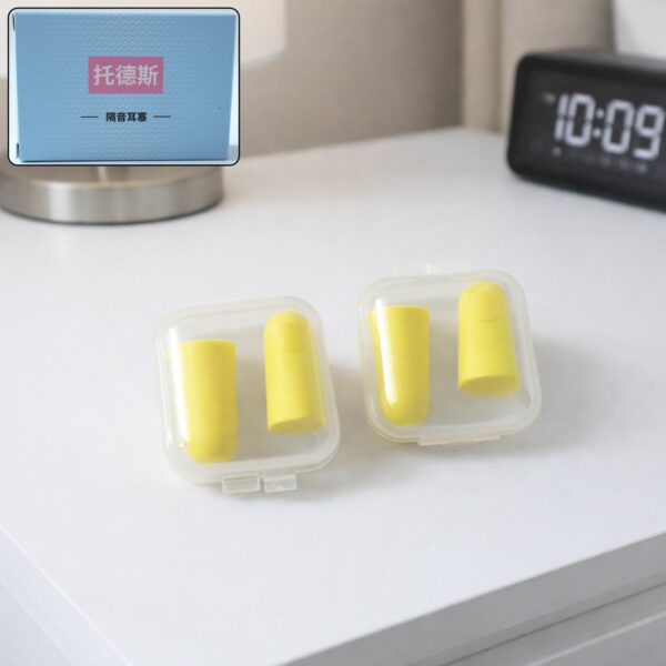 Two pairs of soft foam noise reduction ear plugs with case