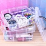 3-Tier Transparent Craft Storage Box with 18 Adjustable Compartments - Image 14
