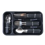 Premium Stainless Steel Kitchen Plastic Handle Cutlery Set With Tray (24 Pc Set) - Image 6