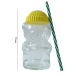 Cute Glass Bear Shape Kids Drinking Cup Bottle with Straw (1 Pc, 350 ML) - Image 6