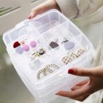3-Tier Transparent Craft Storage Box with 18 Adjustable Compartments - Image 15