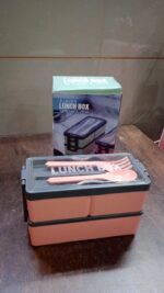 Plastic 2 Layer Leak Proof 3 Compartment Lunch Box for Office  (1 Pc) - Image 12