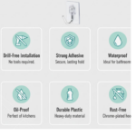 Large Plastic Self Adhesive Wall Hooks (2 Pc) - Image 4