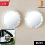 White Round Car Blind Spot Rear View Mirror Set (2 Pc) - Image 2