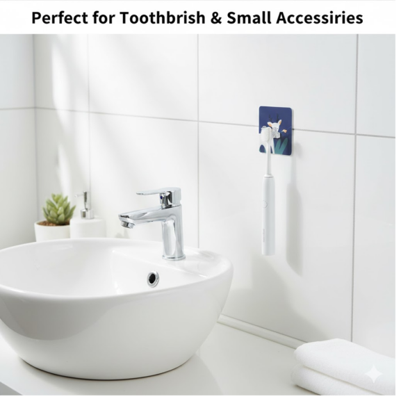 Self-Adhesive Wall Hook – Drill-Free, Waterproof & Oil-Proof Toothbrush, (1 Pc)