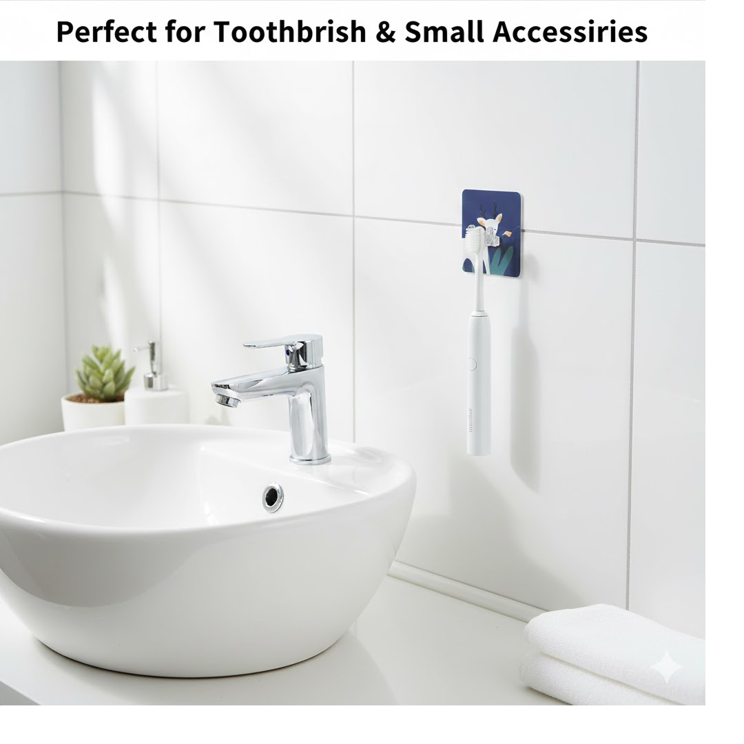 19058.png Self-Adhesive Wall Hook – Drill-Free, Waterproof & Oil-Proof Toothbrush, (1 Pc) - Image 1