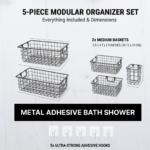 Metal Shower Basket / Canddy, for Bathroom Organiser (5 Pc Combo) - Image 4