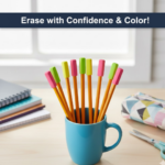 Pencil Top Eraser Rubber Erasers (1 Pc / Mix Colour & Design) - Image 4