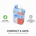 2in1 Dual Compartment Water Bottle with Straw & Adjustable Shoulder Straps (1 Pc/Multi color) - Image 6