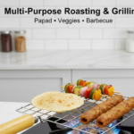 Kitchen Square Stainless Steel Roaster Jali, Barbecue Grill with Wooden Handle - Image 3