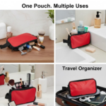 Portable Travel Hand Pouch / Shaving Kit Bag for Multipurpose Use (Red) - Image 6