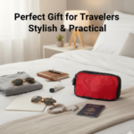 Portable Travel Hand Pouch / Shaving Kit Bag for Multipurpose Use (Red) - Image 5