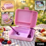 Smart Leak Proof Lunch Box with 3 Compartments and Spoon Set (1 Set) - Image 2