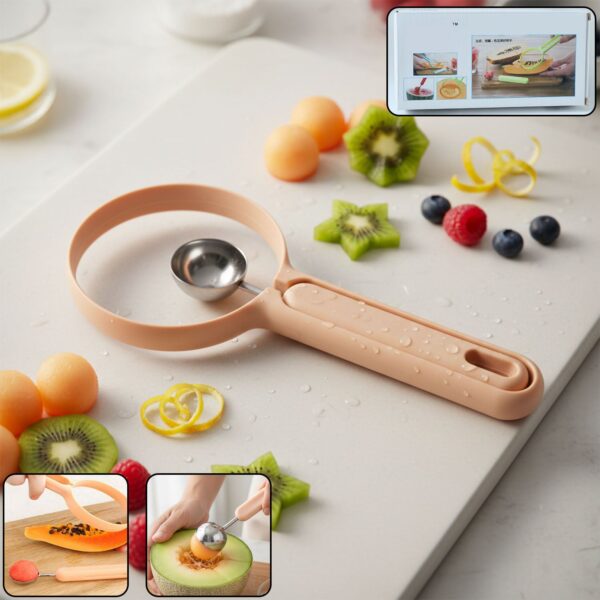 2 in 1 Fruit Scooper and Cutter Tool