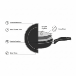 Induction Base Hard Anodized Tadka Fry Pan Nonstick - Image 4
