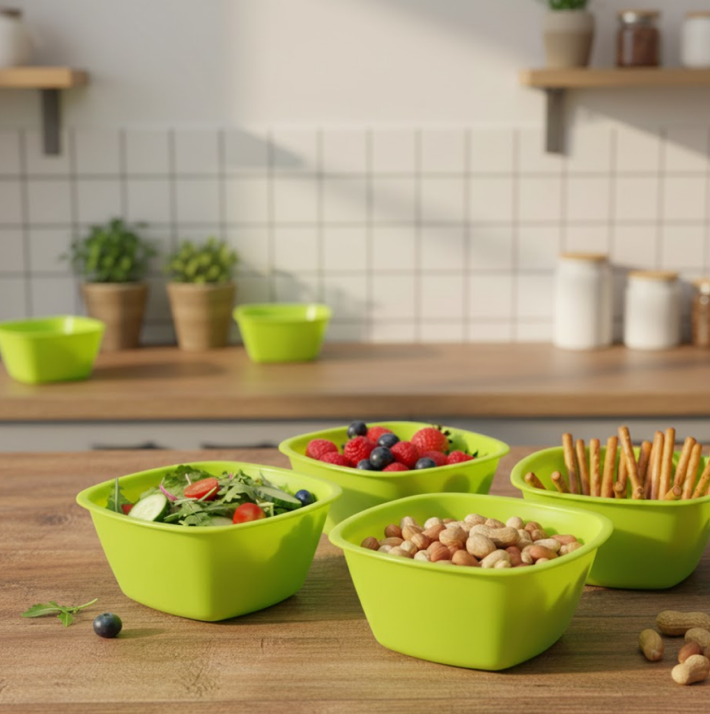 Square Plastic Serving Bowls Set
