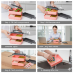 Plastic 2 Layer Leak Proof 3 Compartment Lunch Box for Office  (1 Pc) - Image 3