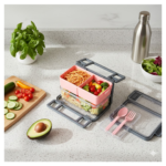 Plastic 2 Layer Leak Proof 3 Compartment Lunch Box for Office  (1 Pc) - Image 6