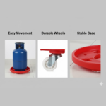 Gas Cylinder Trolley Stand with Movable Wheels - Image 3