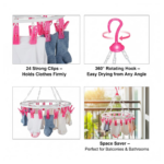 Plastic Round Cloth Drying Stand Hanger with 24 Clips (Multicolour) - Image 3
