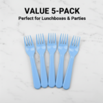 Reusable Heavy Weight Plastic Forks Serving Fork Set for Kitchen Travel Home 5 Pc - Image 2