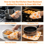 Kitchen Heat Resistant Quilted Pot Holder & Oven Mitt Pad (1 Pc / 16x16 Cm) - Image 4