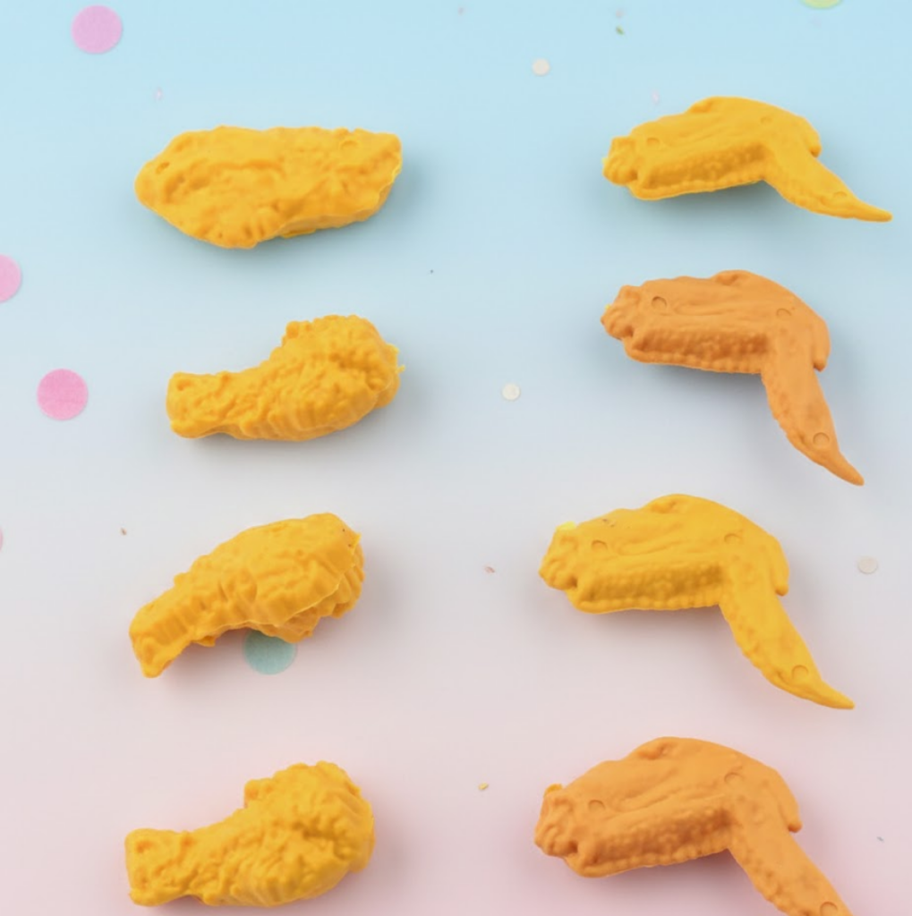 Cute Chicken Wing Leg Erasers for Kids