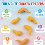 Cute Chicken Wing & Leg Erasers for Kids & Students (8 Pc Set) - Image 2
