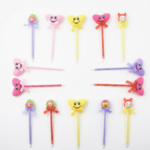 Cute Cartoon Shape & Heart Design Facy Writting Pen Attached Rattle | Ball Pen Smooth Writing For Wedding , Events & Multiuse Pen  Best Pen l Use for Kids (12 Pcs Set Mix Design & Color) - Image 3