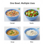 BPA Free Plastic Bowl Set for Cereal Salad Rice Soup Pasta Snack  3 Pc - Image 5