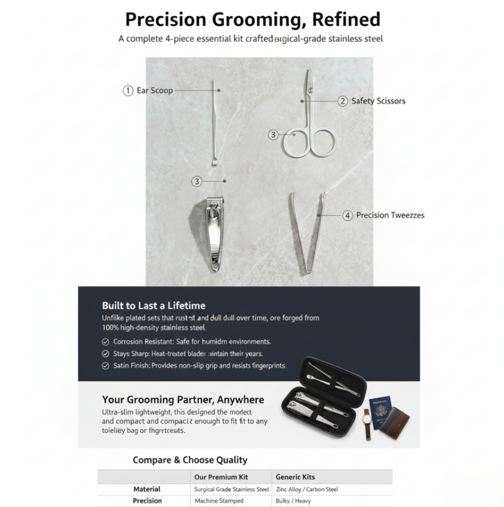 Mini Nail Clipper Set with Plastic Case for Personal Grooming