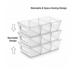 Plastic Refrigerator Organizer Bins, 1 Stackable Fridge Organizers with Handle, Clear Organizing Food Fruit Vegetables Pantry Storage Bins for Freezer kitchen Cabinet Organization and Storage (1 Pc Mix Color) - Image 2