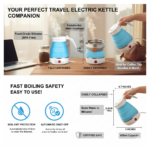 Silicone Foldable Collapsible Electric Water Kettle Camping Boiler - Image 3