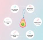 Cute Avocado-Shaped Mini Push Pop Keychain Toy with Strap (1 Pc) - Image 7