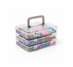 3-Tier Transparent Craft Storage Box with 18 Adjustable Compartments - Image 5