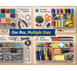 3-Tier Transparent Craft Storage Box with 18 Adjustable Compartments - Image 10