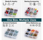 3-Tier Transparent Craft Storage Box with 18 Adjustable Compartments - Image 8