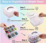 3-Tier Transparent Craft Storage Box with 18 Adjustable Compartments - Image 9