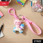 cute pig riding unicorn cartoon keychain (1 pc) - Image 2