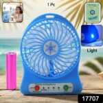Portable Rechargeable Mini Table Fan With LED Light And Battery (1 Pc) - Image 2