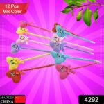 Cute Cartoon Shape & Heart Design Facy Writting Pen Attached Rattle | Ball Pen Smooth Writing For Wedding , Events & Multiuse Pen  Best Pen l Use for Kids (12 Pcs Set Mix Design & Color) - Image 7
