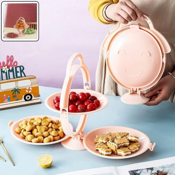 3-Layer Foldable Multi-Purpose Snack, Fruit & Dessert Serving Stand (1 Pc)