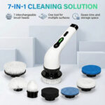 7-in-1 Electric Spin Scrubber Cleaning Brush with Extension Handle (1 Set) - Image 2