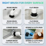 7-in-1 Electric Spin Scrubber Cleaning Brush with Extension Handle (1 Set) - Image 4