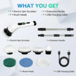 7-in-1 Electric Spin Scrubber Cleaning Brush with Extension Handle (1 Set) - Image 7
