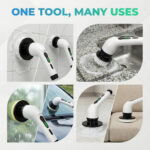 7-in-1 Electric Spin Scrubber Cleaning Brush with Extension Handle (1 Set) - Image 8