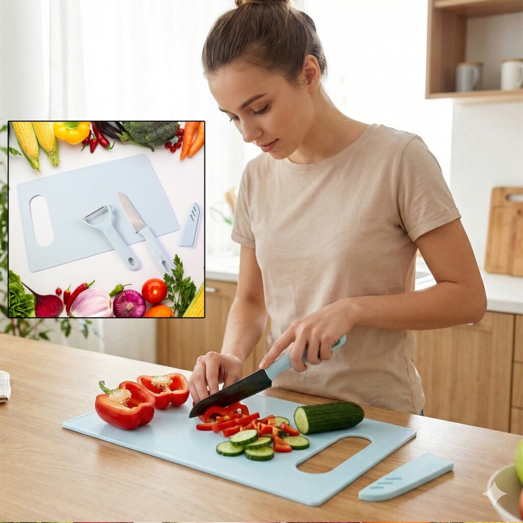 3 in 1 kitchen knife and chopping board set